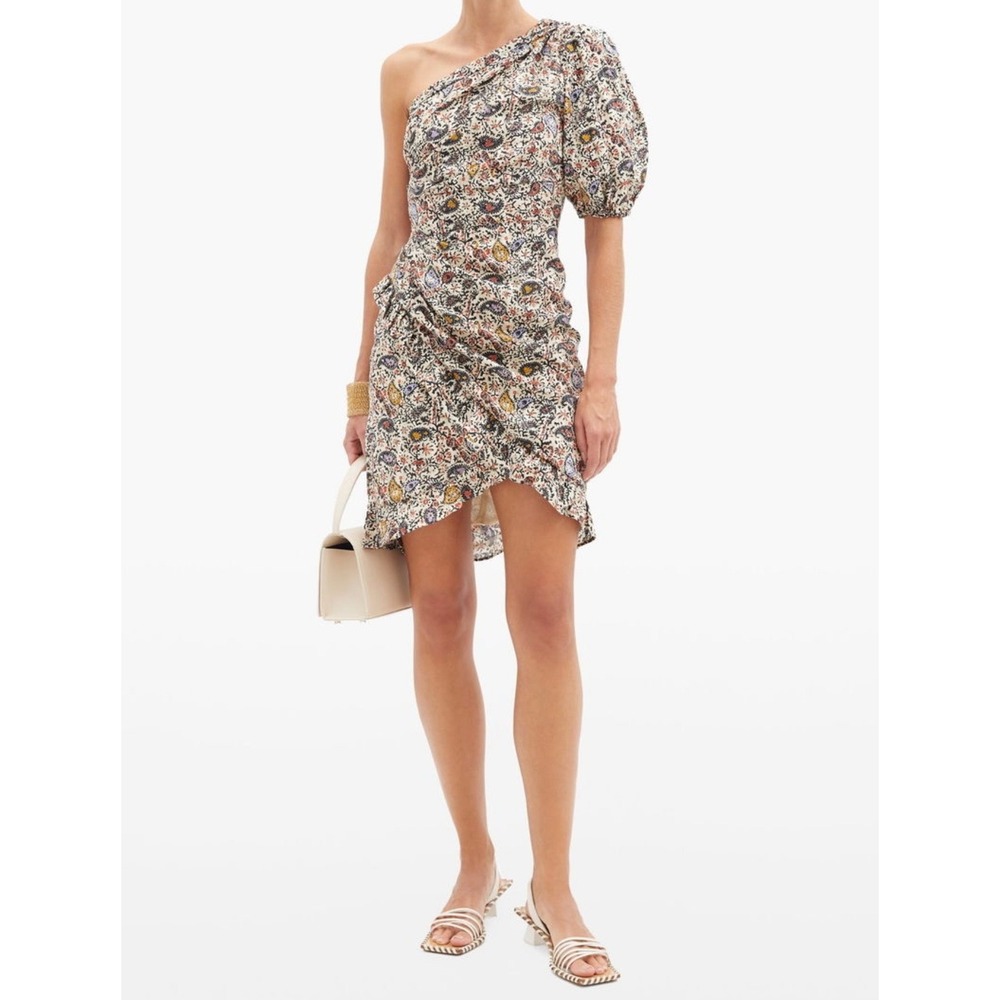 Isabel Marant Etoile Esthera Paisley One Shoulder Dress Size 36 Floral Silk